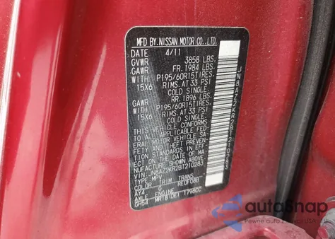 2011 Nissan Cube Base z USA, uszkodzony, nr VIN JN8AZ2KR2BT210283